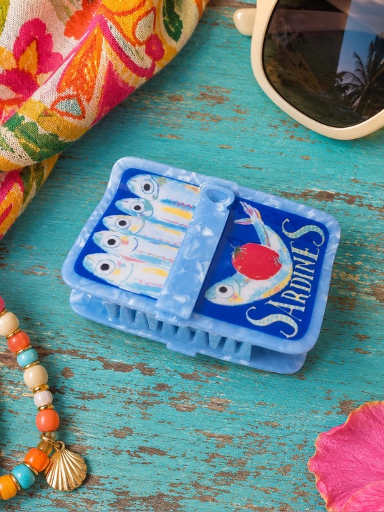 Accessories - Trendy Blue Sardines Novelty Hair Claw | Coastal Preppy